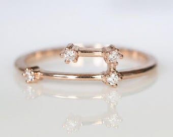 14k Gold Taurus Zodiac Ring with Diamonds, Custom Astrology Jewelry, Personalized Gift