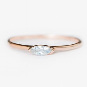 14K Gold Marquise Birthstone Ring – Choose Your Birthstone – Celestial Jewelry for Her – Personalized Gift -  Minimalist Gold Ring
