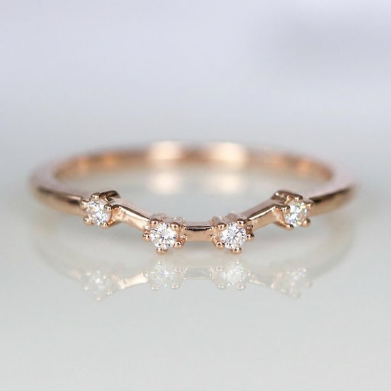14k Gold Aries Zodiac Ring with Diamonds, Horoscope Jewelry - Personalized Gift