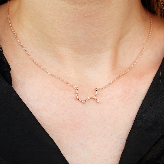14K Gold Scorpio Zodiac Diamond Necklace, Scorpio Constellation Pendant,  Gold Astrology Jewelry, Celestial Jewelry for Her, Layered Necklace