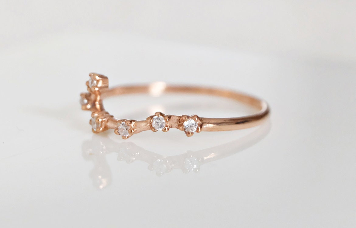 14k Gold Personalized Gemini Zodiac Constellation Ring With - Etsy