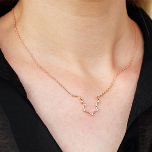 14K Gold Aquarius Zodiac Diamond Necklace, Horoscope Jewelry, Personalized Zodiac Gift, Custom Star Sign, Celestial Jewelry for Her