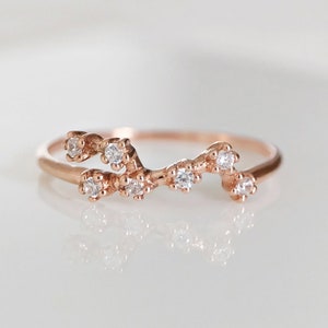 Bague constellation du zodiaque Verseau personnalisée en or 14 carats avec diamants, bijoux d'astrologie avec pierre de naissance personnalisés, cadeau céleste pour elle