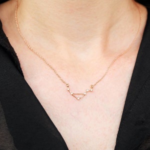 14K Gold Libra Zodiac Diamond Necklace, Horoscope Jewelry, Personalized Zodiac Gift, Custom Star Sign, Celestial Jewelry for Her