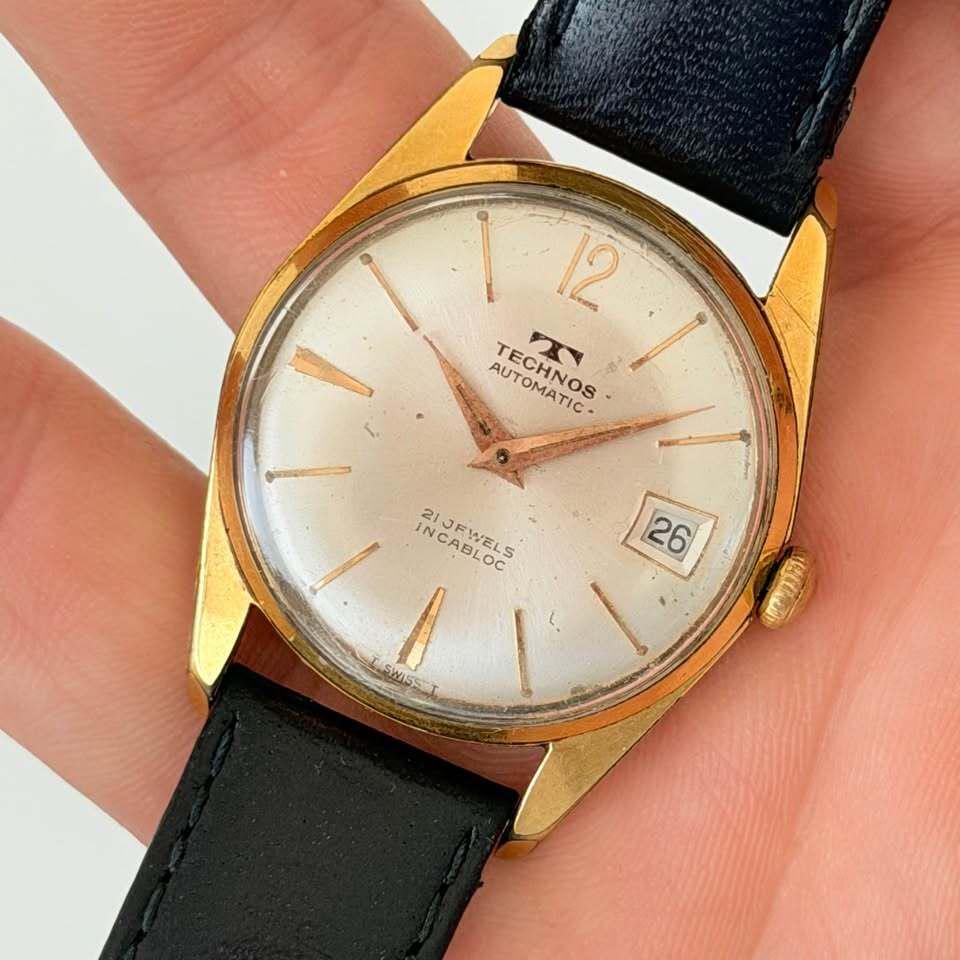 TECHNOS 自動巻き時計 ゴールドカラー Technos automatic - Etsy 日本