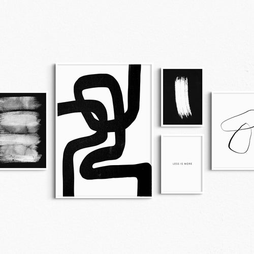 2 Piece Wall Art Download Set of 2 Black and White Abstract Etsy