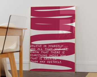 Impresión digital motivacional, póster con cita inspiradora, arte mural positivo, descarga instantánea de impresiones de afirmaciones, crea en usted mismo