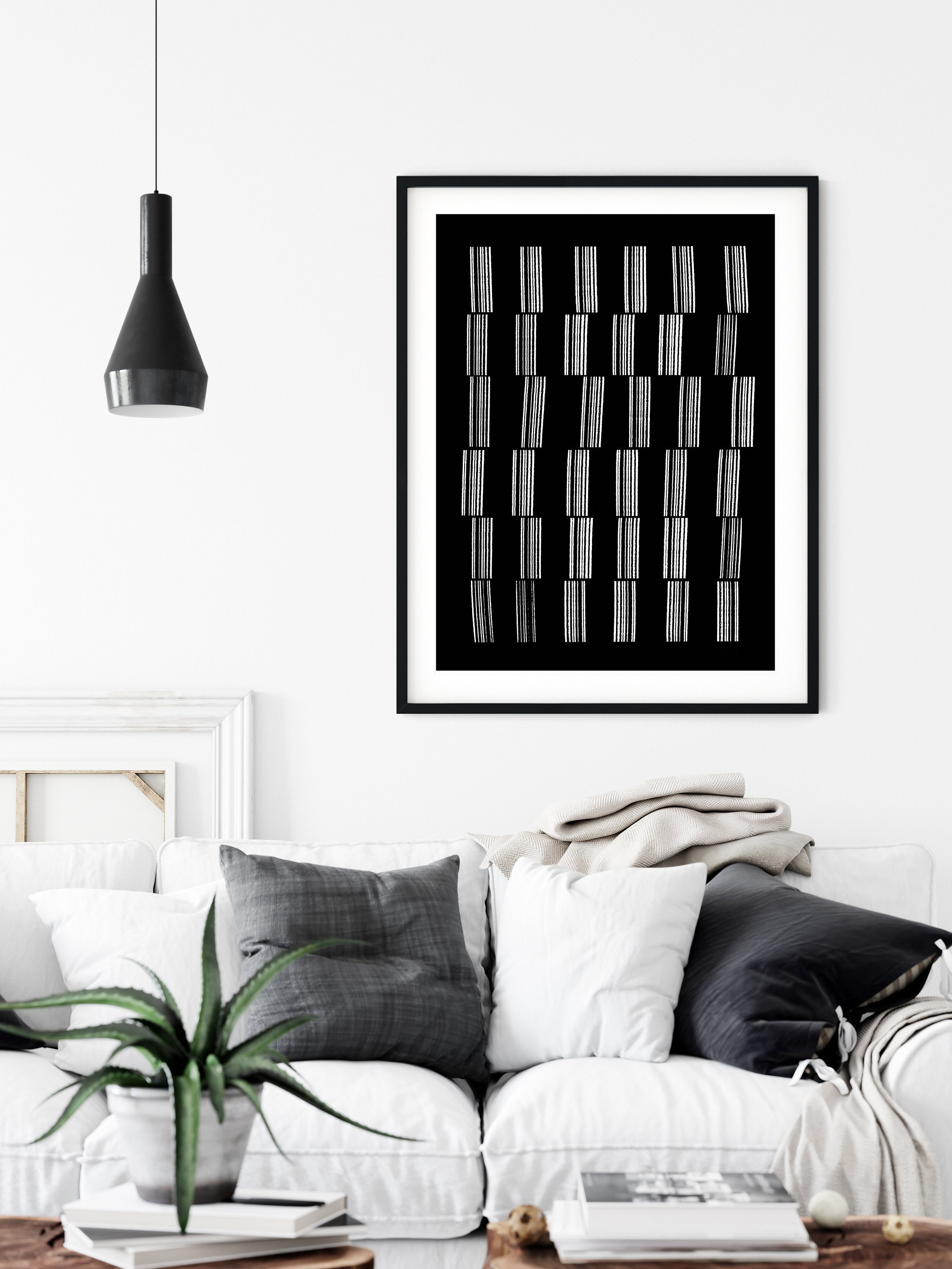 Black and White Simple Print Geometric Lines Art B&W Art for | Etsy