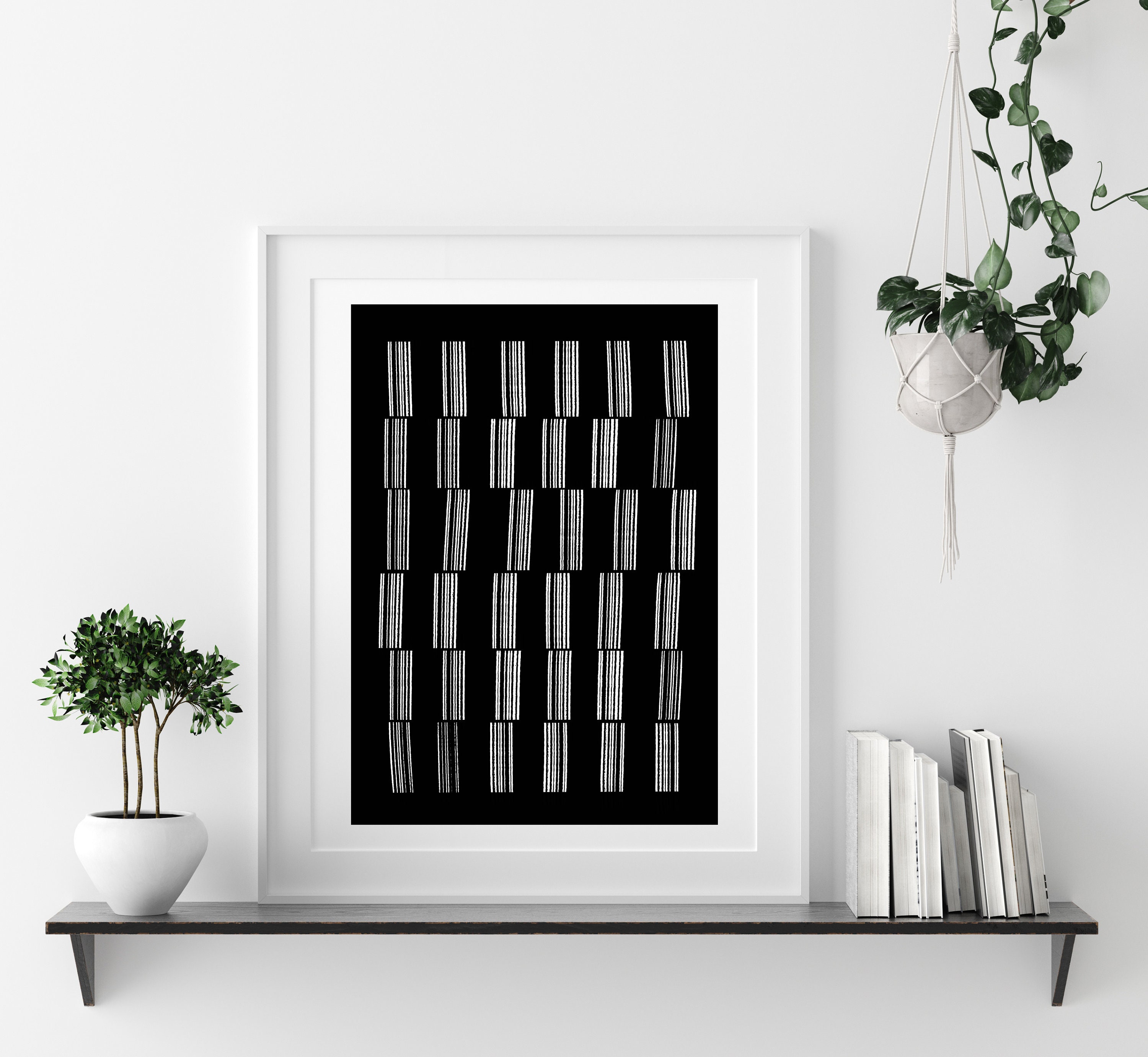 Black and White Simple Print Geometric Lines Art B&W Art for | Etsy