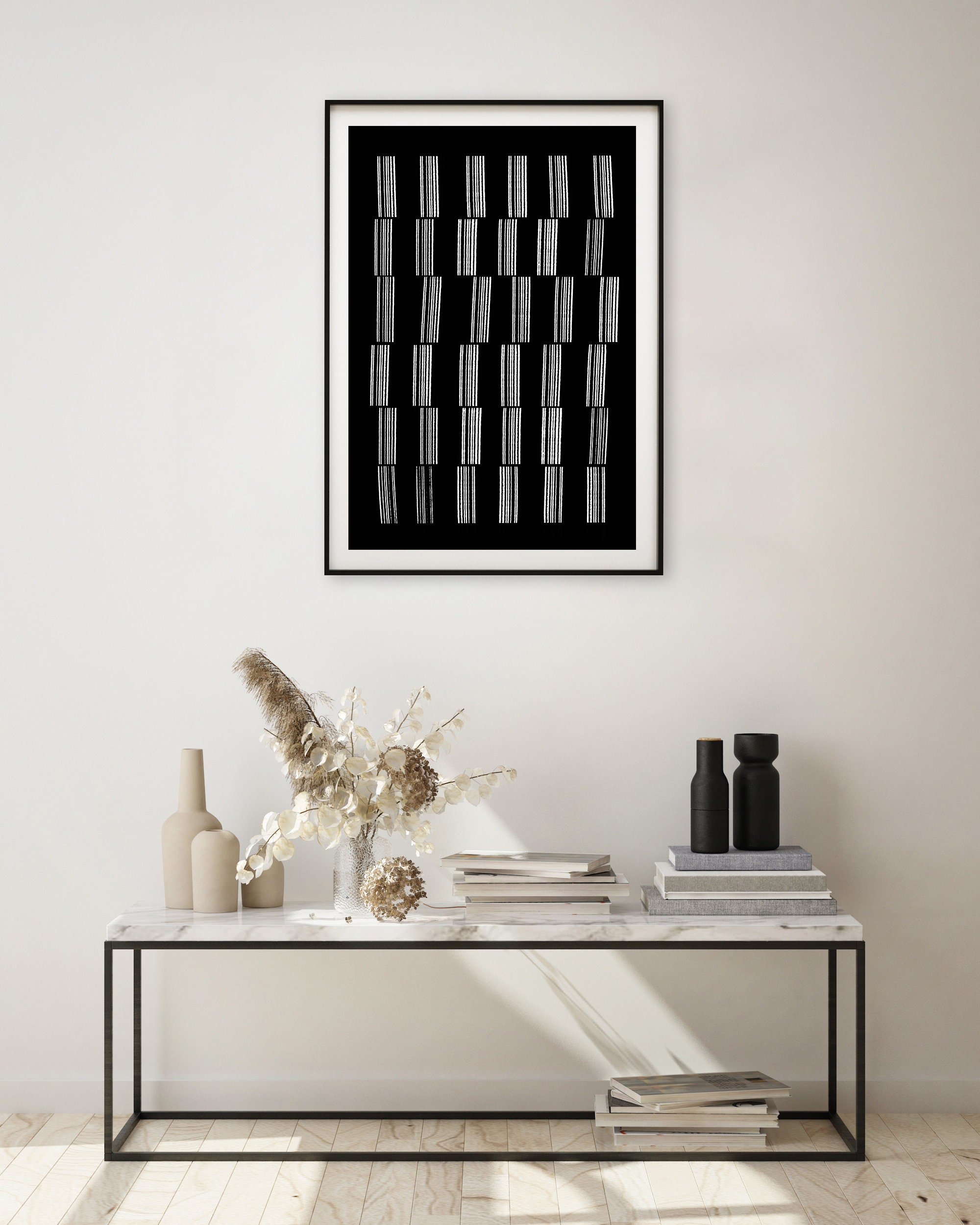 Black and White Simple Print Geometric Lines Art B&W Art for | Etsy