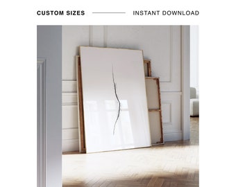 Impresión minimalista de trazo de pintura, arte de una línea, impresión de pared de galería en blanco y negro, arte de pared simplista, decoración de pared minimalista, letra grande