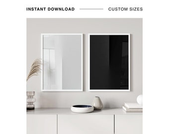 Impresión digital, conjunto de 2 impresiones en blanco y negro, paquete de arte minimalista, arte de sala de estar moderno simple, cartel geométrico abstracto