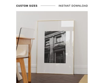 Impresión digital de fotografía de ciudad en blanco y negro de alta calidad, arquitectura, decoración moderna de la pared del hogar, impresión de arte digital, descarga de póster fotográfico de la ciudad