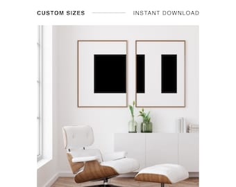 Minimalist Black and White Print, Set of 2 Monochrome Prints, Geometric Gallery Wall Art, Modern Digital Print, Minimalist Office Decor