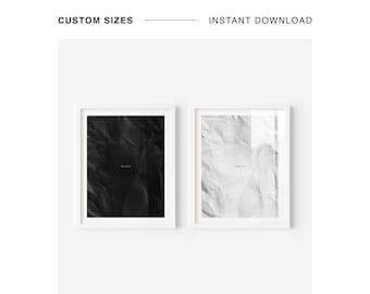 Digital Print, Set of 2 Black and White Prints, Minimalist Art Bundle, Simple Typography, Modern Living Room Art, Abstract Monochrome Poster