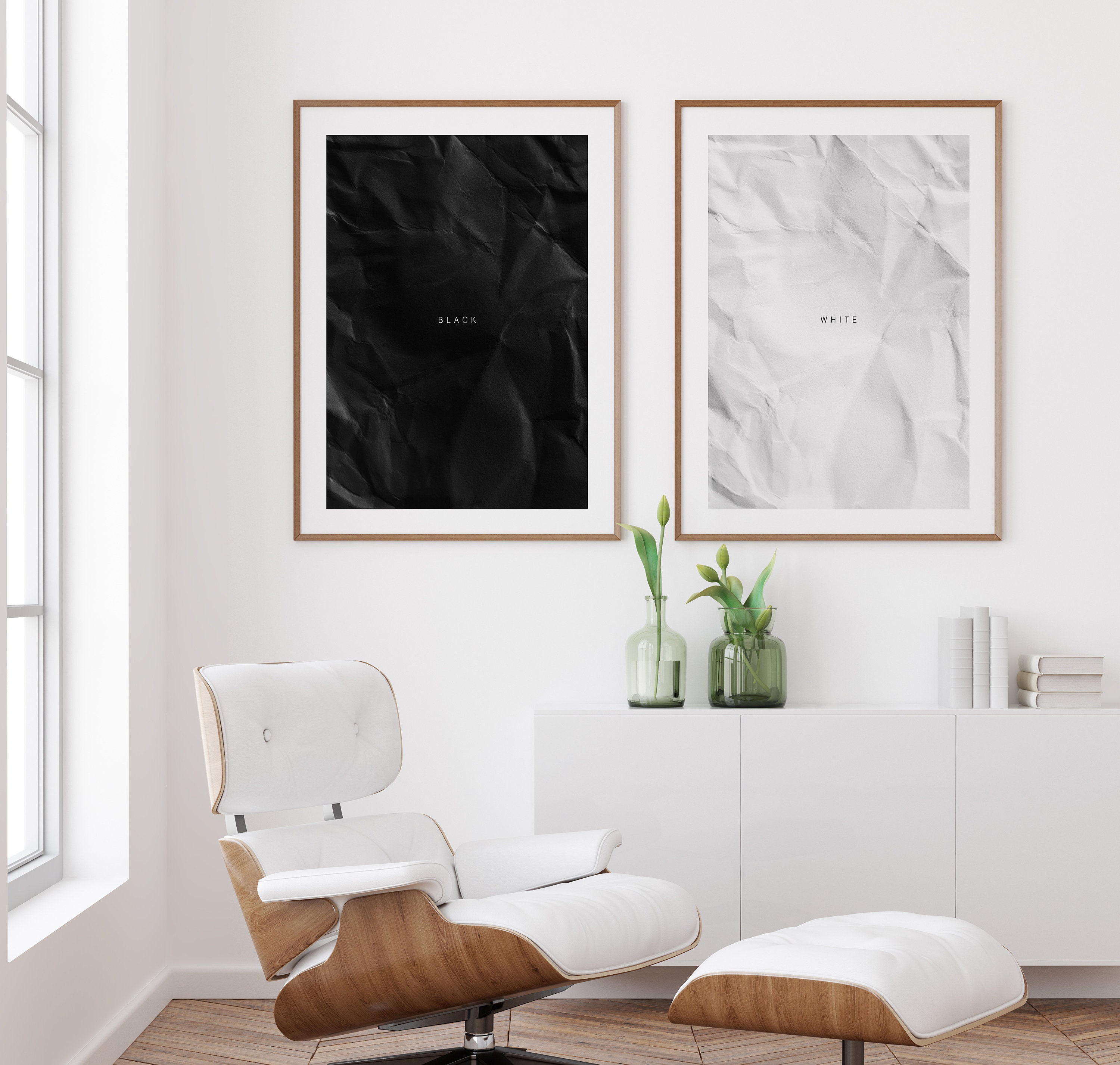 Black and White Wall Art Minimalist Set of 2 Prints Pair of | Etsy