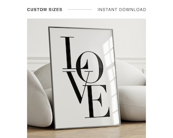 Love Print Couple Gift Bedroom Wall Art Love Quote Printable Love Digital Print Instant Download Black and White Love Art