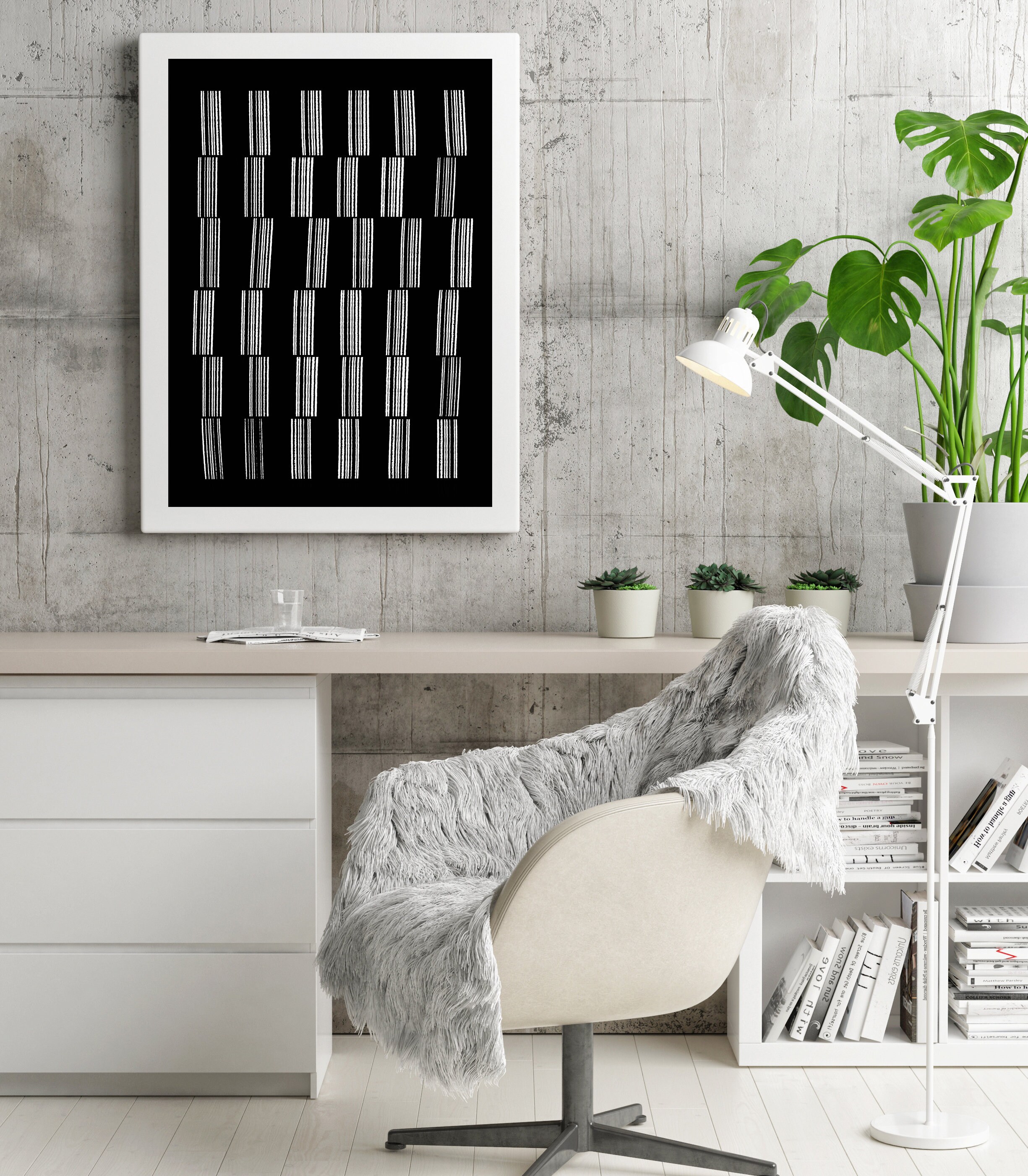 Black and White Simple Print Geometric Lines Art B&W Art for | Etsy
