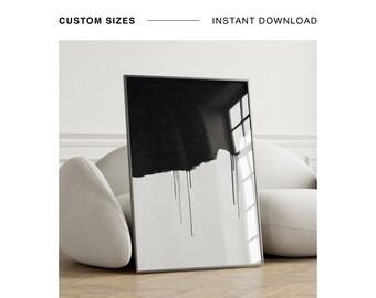 Impresión de pared de galería en blanco y negro, arte de pared monocromo para impresión, pared de estética en blanco y negro, obras de arte imprimibles simples, descarga digital