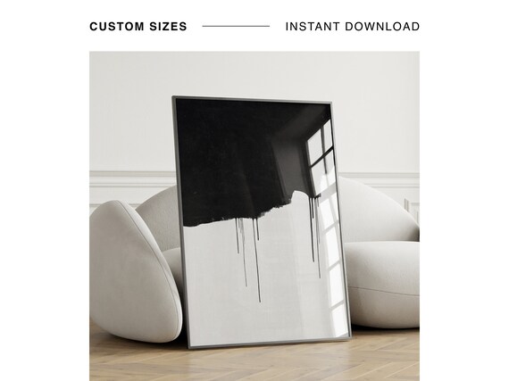 Black and White Gallery Wall Print, Monochrome Wall Art for Print, Black White Aesthetics Wall, Simple Printable Artwork, Digital Download