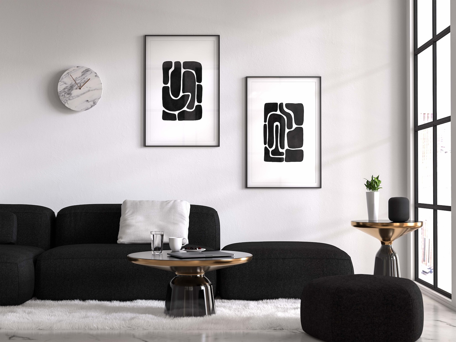 Black and White Wall Art Minimalist Gallery Wall Set of 2 - Etsy