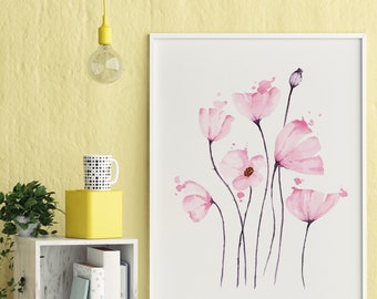 Pink Poppy Flower Printable, flower art print, Poppy art print, floral wall, art, Poppy printable, floral printable, Poppy Flowers Printable