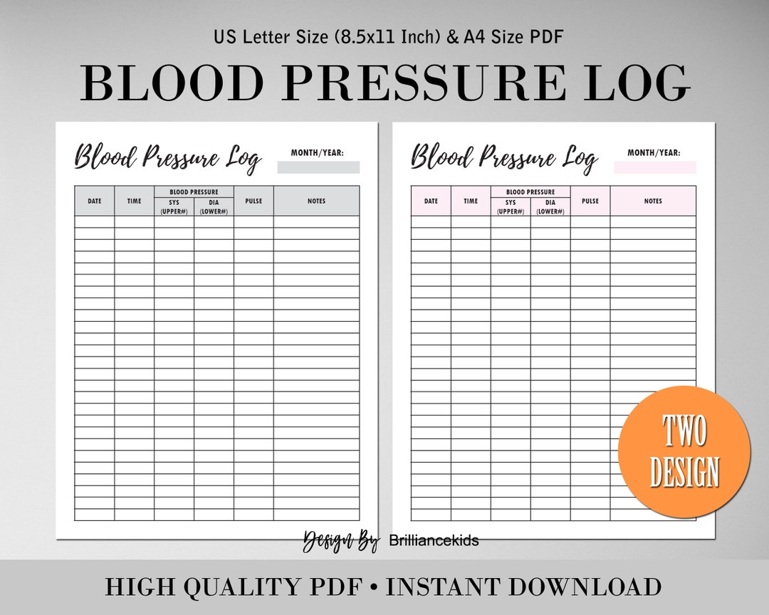 Blood Pressure Log Printable Tracker Heart Rate BP Monitor - Etsy Ireland