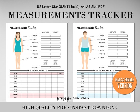  body measurements tracker: notebook with weight