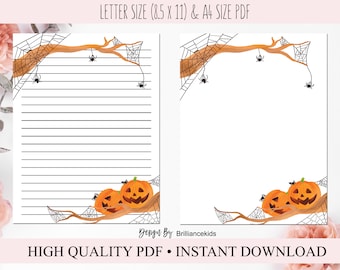 Halloween Stationery Writing Paper - Printable Stationary Paper Digital Paper Instant Download Letter & A4 Size