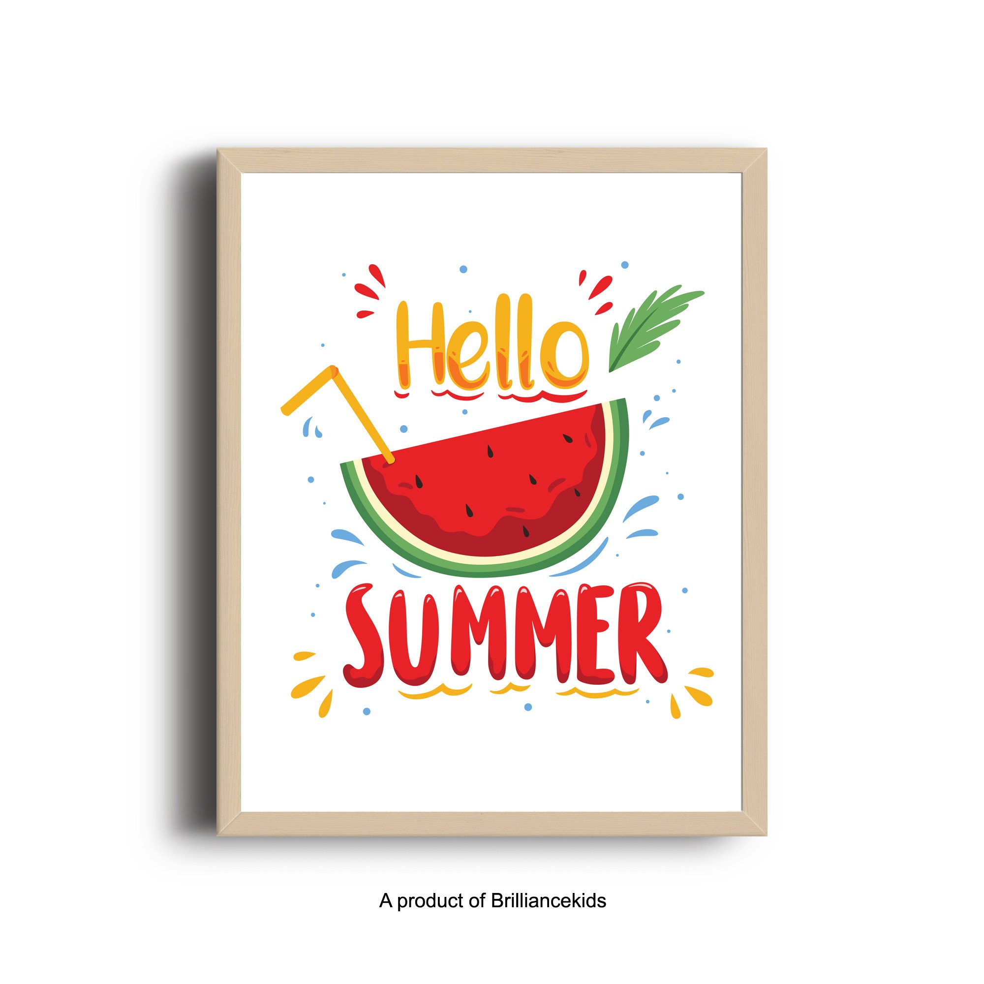 Hello Summer Printable Art Instant Download, Watermelon Summer Wall Art ...