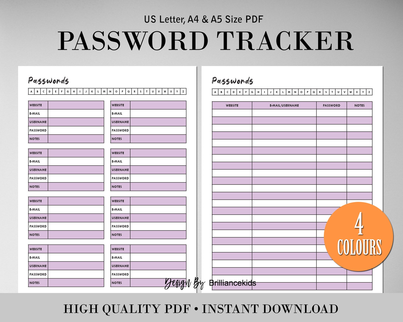 Printable Password Tracker Password Tracker Template Password Log