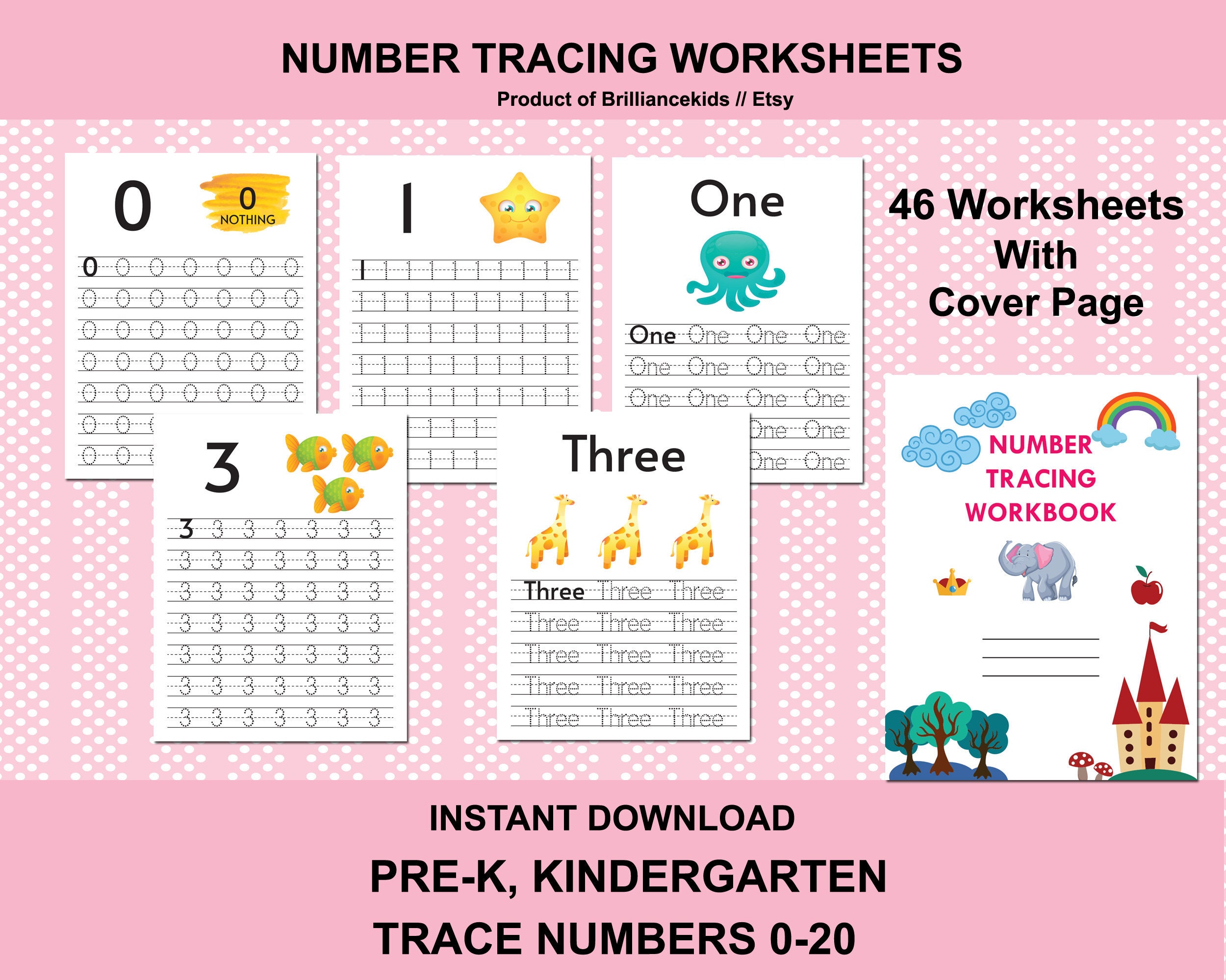Number Tracing Workbook, Digital Download, Printable, Preschool
