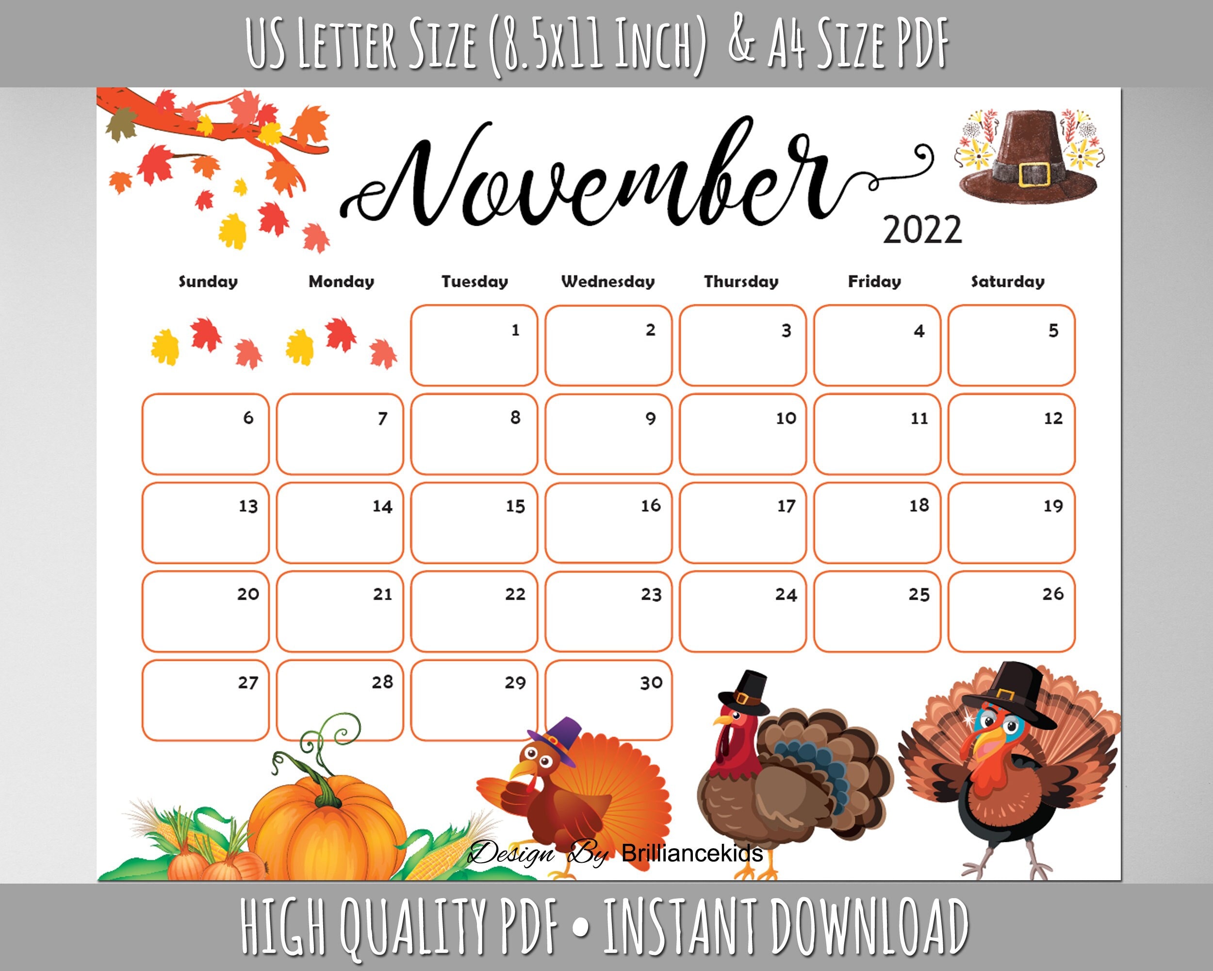 November 2022 calendar printable pdf