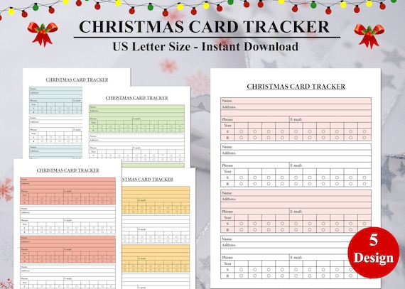 Christmas Card Tracker Printable 10 Year Blank Template Pdf - Etsy