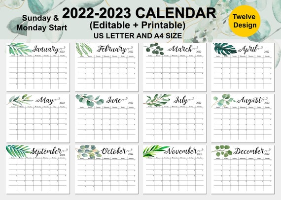 2022-2023 Monthly Calendar Planner