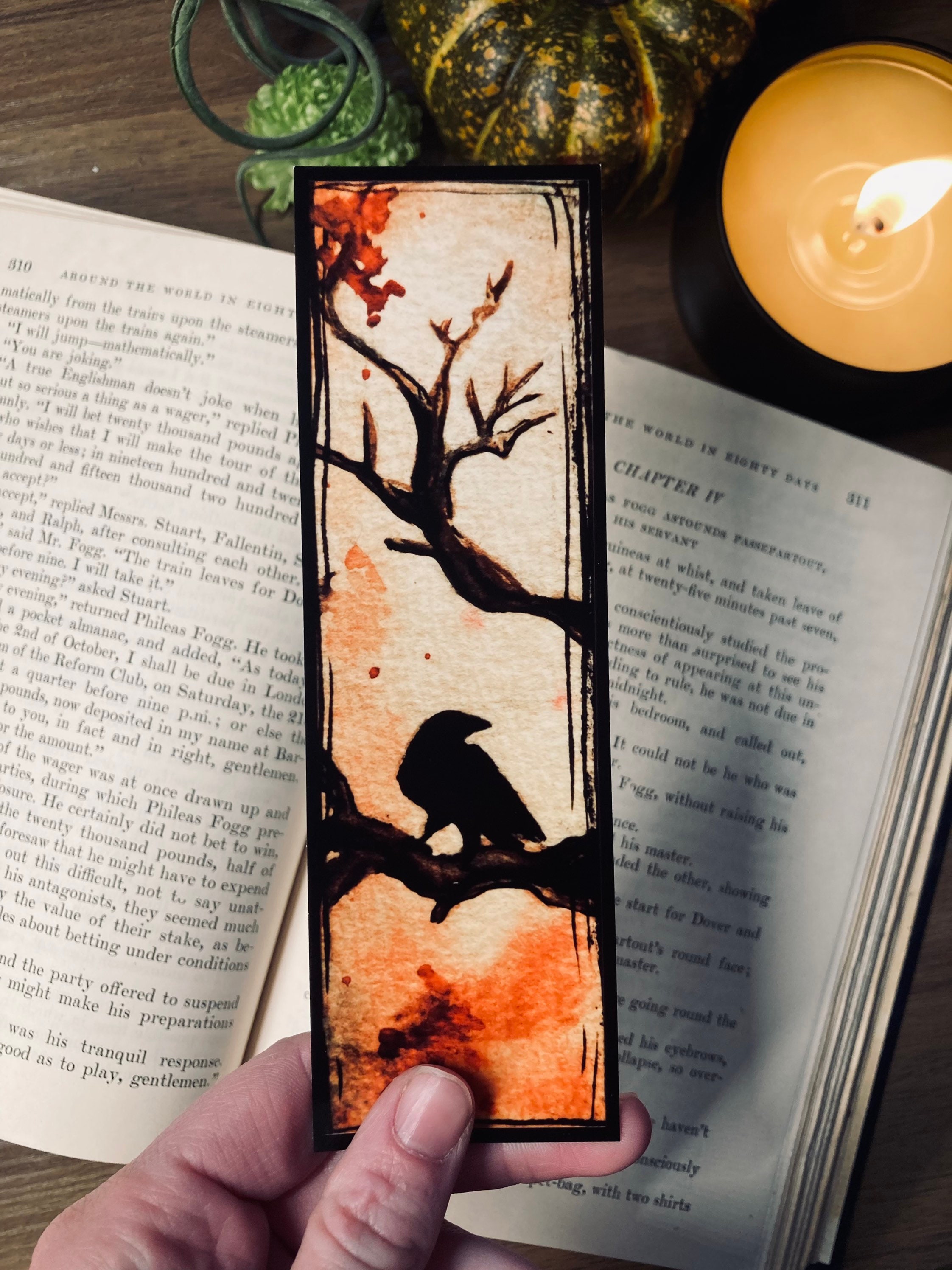 Watercolor Crow Bookmark: Glossy Photo Paper Page Marker - Etsy