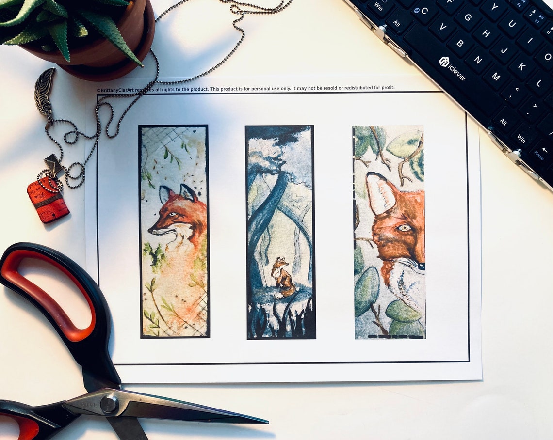 Printable Fox Bookmarks. 3 Designs/3 Bookmarks. Instant | Etsy