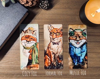 Set di segnalibri a forma di volpe: stampe artistiche di animali ad acquerello