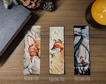Watercolor Fox Bookmarks, Set of 3 or Pick 1 - Heavyweight, Printed on Glossy Photo Paper