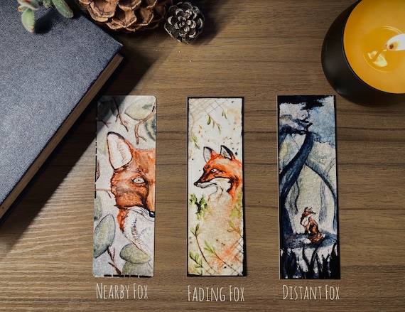 Watercolor Fox Bookmarks, Set of 3 or Pick 1 - Heavyweight, Printed on Glossy Photo Paper