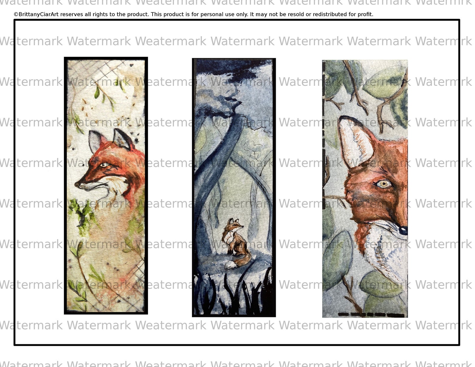 Printable Fox Bookmarks. 3 Designs/3 Bookmarks. Instant | Etsy