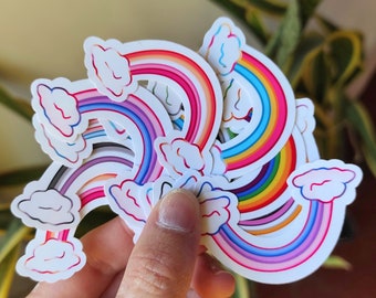 Handmade stickers - Rainbow LGBTQ+ || Vinyl sticker || For computer, notebook, phone || Coming-out gift, pride month