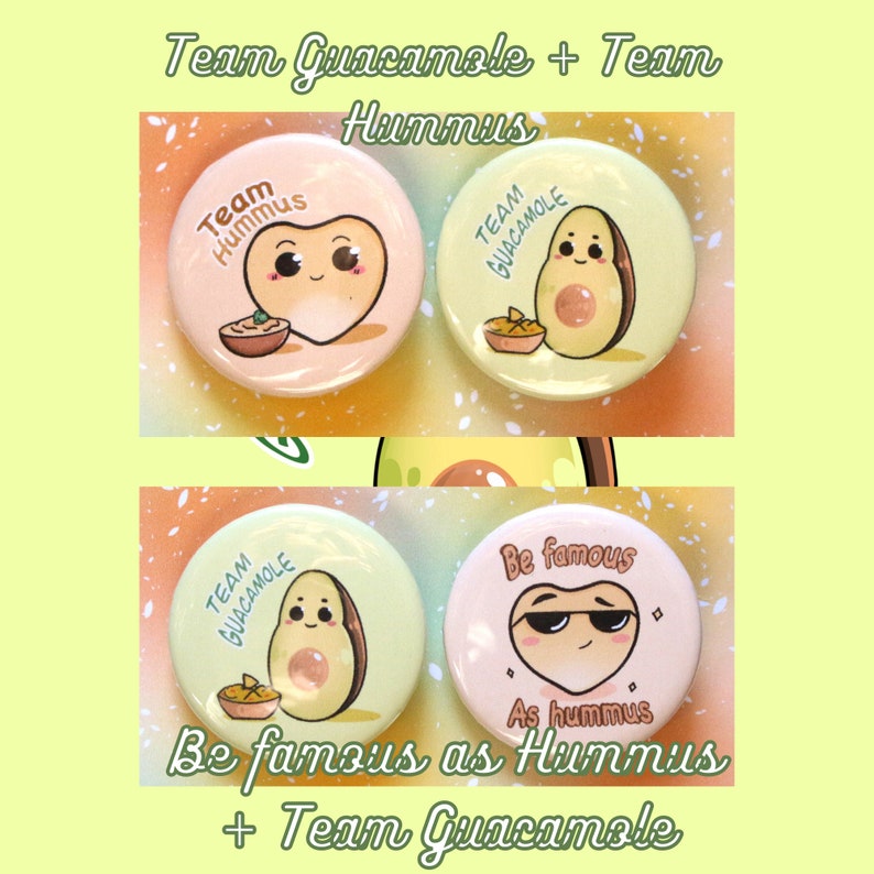 Handmade badge Team Guacamole avocado kawaii vegan quote guacamole bowl bag jewel small gift to offer christmas gift 画像 7