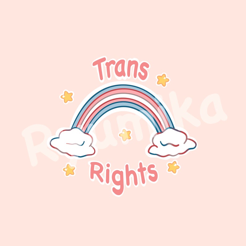 Handmade badge Trans Rights quote lgbt illustration transgender flag rainbow international day lgbt community image 9