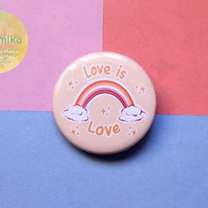 Handmade badge Love Is Love quote lgbt illustration lesbian flag rainbow international day lgbt community image 2