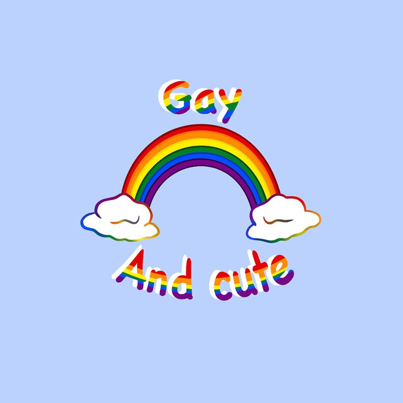 Handmade badge Gay And Cute quote lgbt illustration gay flag rainbow international day lgbt community Christmas gift image 9
