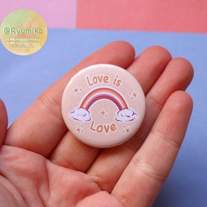 Handmade badge Love Is Love quote lgbt illustration lesbian flag rainbow international day lgbt community image 5