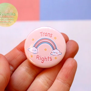 Handmade badge Trans Rights quote lgbt illustration transgender flag rainbow international day lgbt community image 5