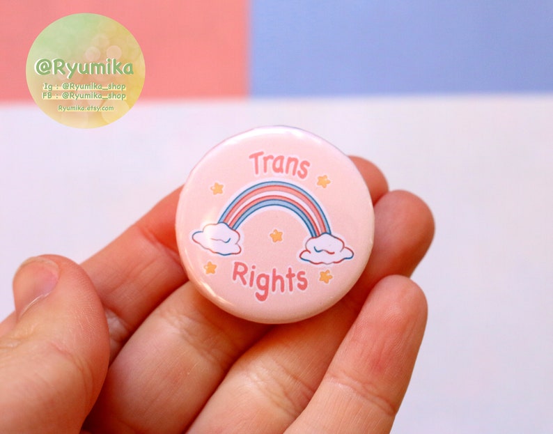 Handmade badge Trans Rights quote lgbt illustration transgender flag rainbow international day lgbt community image 5