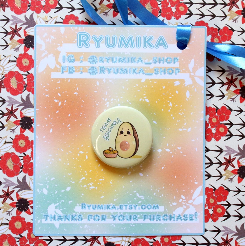 Handmade badge Team Guacamole avocado kawaii vegan quote guacamole bowl bag jewel small gift to offer christmas gift 画像 3